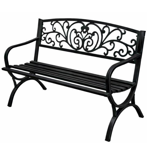Ławka Ogrodowa Taras Ogród Parkowa Metalowa Oparcie Zdobiona Czarna 127 cm LEAN