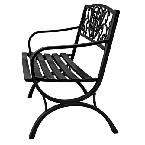 Ławka Ogrodowa Taras Ogród Parkowa Metalowa Oparcie Zdobiona Czarna 127 cm LEAN