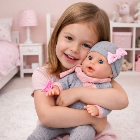 Lalka Bobas Siusiająca Akcesoria Pielęgnacyjne Butelka Nocnik 35 cm LEAN Toys