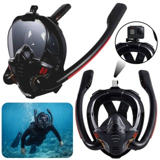 Maska Do Snorkelingu Nurkowania Pełnotwarzowa AntiFog DryTop Czarna L/XL LEAN Toys
