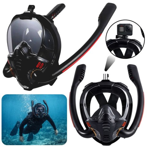 Maska Do Snorkelingu Nurkowania Pełnotwarzowa AntiFog DryTop Czarna L/XL LEAN Toys