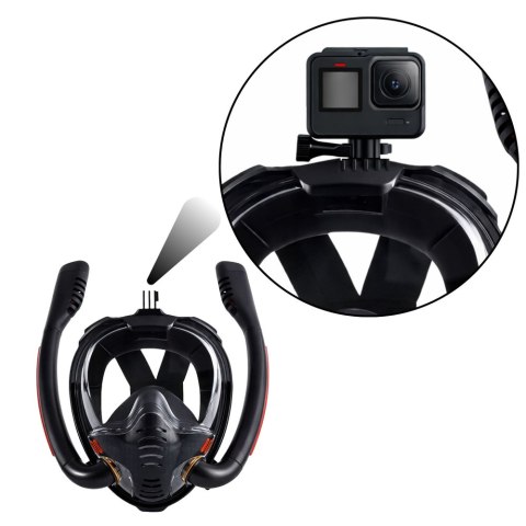 Maska Do Snorkelingu Nurkowania Pełnotwarzowa AntiFog DryTop Czarna L/XL LEAN Toys