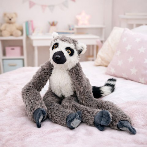 Pluszowa Maskotka Przytulanka Lemur Z Rzepami Do Zawieszenia Szary 35cm LEAN Toys