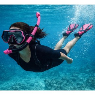 Zestaw Do Nurkowania Snorkelingu Płetwy Okulary Fajka Czarno-Różowy S/M LEAN Toys