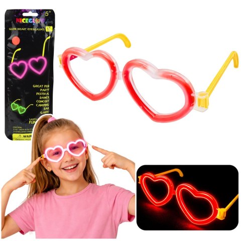 Okulary Fluorescencyjne Serca Świecące W Ciemności Stick Neon Czerwone LEAN TOYS