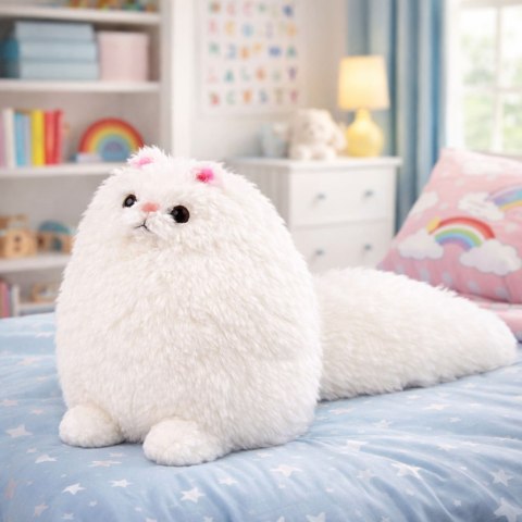 Pluszowa Maskotka Przytulanka Duży Kot Z Długim Ogonem Biały 30 x 30 cm LEAN Toys