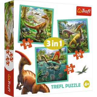 Puzzle - 3w1 (20, 36, 50) - Niezwykły świat dinozaurów - Trefl 34837 Trefl Puzzle