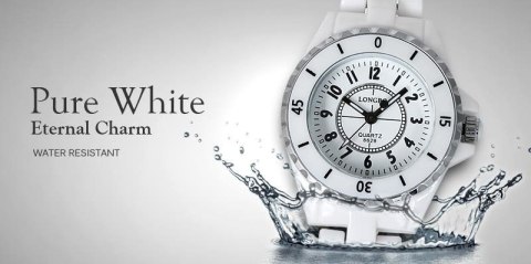 ZEGAREK DAMSKI LONGBO - white/gold (zx610a) Inny