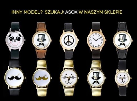 ZEGAREK DAMSKI MUSTACHE - WĄSY - asox (zx548) Inny