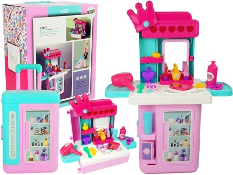 Zestaw Piękności Toaletka w Walizce Korona Akcesoria Do Makijażu Różowa LEAN Toys