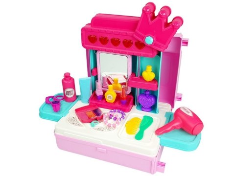 Zestaw Piękności Toaletka w Walizce Korona Akcesoria Do Makijażu Różowa LEAN Toys