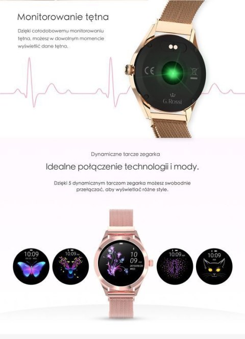 SMARTWATCH DAMSKI G. Rossi SW017-5 r.gold/white (sg011e) G. Rossi