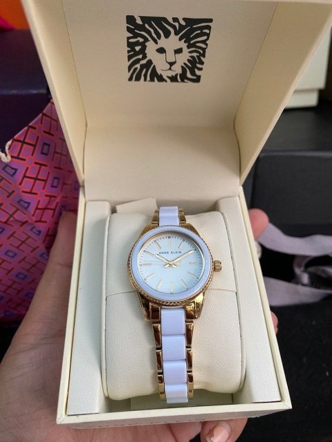 ZEGAREK DAMSKI Anne Klein Gold-Tone AK-3212WTGB + BOX Anne Klein