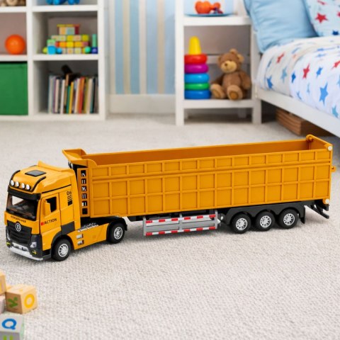 Ciężarówka Wywrotka Metalowa Kabina Światła Dźwięki Napęd Żółta LEAN Toys