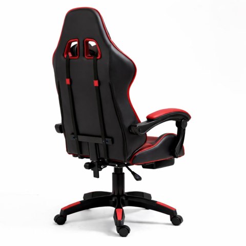 Fotel Gamingowy LEAN Obrotowy Biurowy Z Podnóżkiem Poduszki Czarno-Czerwony LEAN