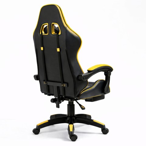 Fotel Gamingowy LEAN Obrotowy Biurowy Z Podnóżkiem Poduszki Czarno-Żółty LEAN