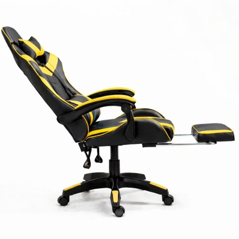 Fotel Gamingowy LEAN Obrotowy Biurowy Z Podnóżkiem Poduszki Czarno-Żółty LEAN