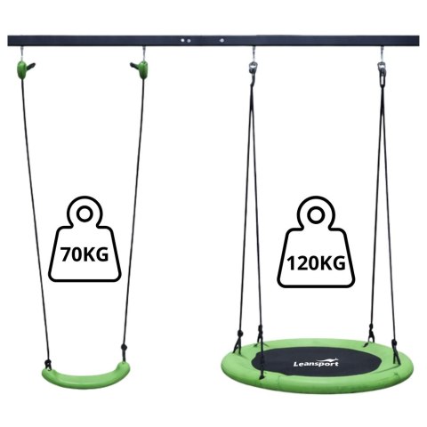 Huśtawka Ogrodowa Bocianie Gniazdo Siedzisko 2w1 Stelaż Czarny 260x173 cm LEAN Sport