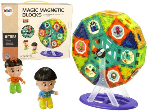 Klocki Magnetyczne Budowle 3D Diabelski Młyn Karuzela 71 Elementów LEAN Toys