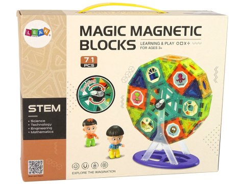 Klocki Magnetyczne Budowle 3D Diabelski Młyn Karuzela 71 Elementów LEAN Toys