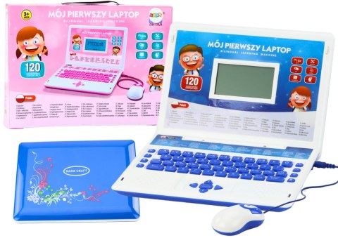 Laptop Edukacyjny Interaktywny 60 Funkcji Dwa Języki Myszka Niebieski LEAN Toys