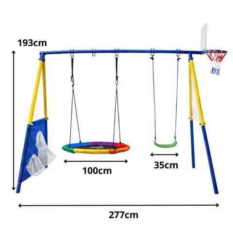 Plac Zabaw Ogrodowy Dla Dzieci Bocianie Gniazdo Huśtawka Kosz Do Gry 4w1 LEAN Toys