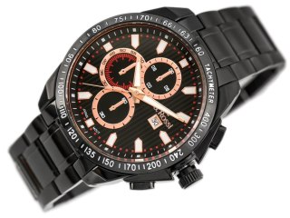 ZEGAREK MĘSKI G. ROSSI - BLUES (zg094g) black/rose + BOX G. Rossi
