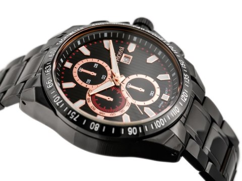 ZEGAREK MĘSKI G. ROSSI - BLUES (zg094g) black/rose + BOX G. Rossi