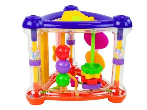 Kolorowa Kostka Edukacyjna Grzechotka Kształty Lusterko Dla Niemowląt Fioletowo- Czerwona LEAN Toys