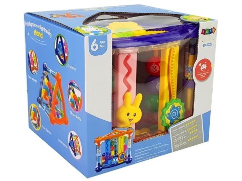 Kolorowa Kostka Edukacyjna Grzechotka Kształty Lusterko Dla Niemowląt Fioletowo- Czerwona LEAN Toys