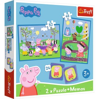 Puzzle + MEMOS - 2w1 (30,48) - Radosne chwile z Świnką Peppą - Trefl 93331 Trefl Puzzle
