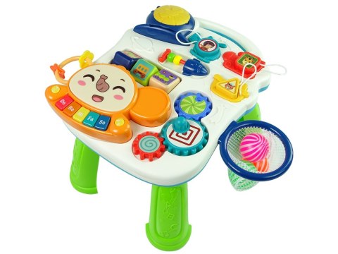 Interaktywny Pchacz Chodzik Stolik 2w1 Czerwony LEAN Toys