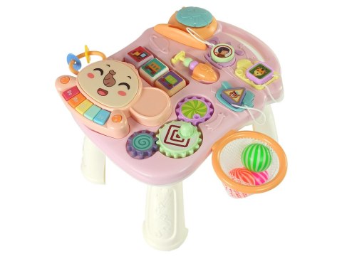 Interaktywny Pchacz, Chodzik Stolik 2w1 Różowy LEAN Toys