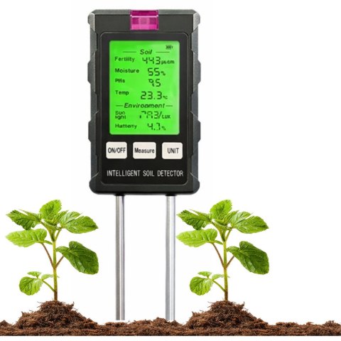 Miernik Wilgotności Roślin Higrometr Gleby 6W1 Temperatura Światło PH LEAN