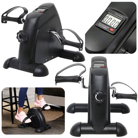 Mini Rowerek Treningowy Rotor Rehabilitacyjny 2w1 Wyświetlacz LCD Czarny LEAN