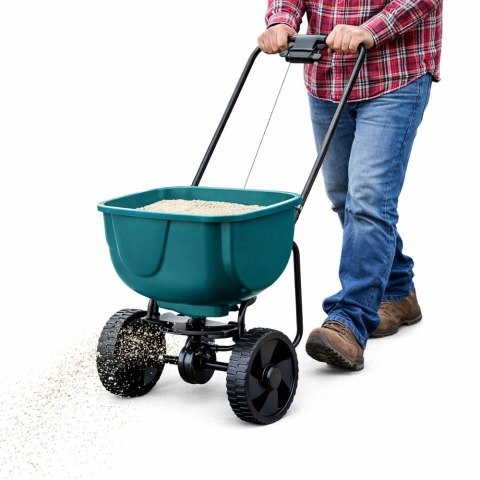 Siewnik Rotacyjny Na Kołach Do Nawozów Nasion Trawy Soli Piasku 27L LEAN