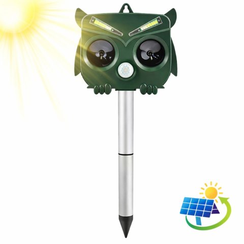 Solarny Odstraszacz Zwierząt Sowa Czujnik Ruchu Ultradźwięki Diody LED LEAN