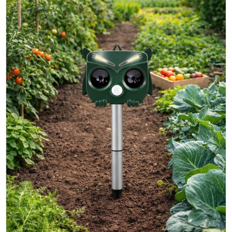 Solarny Odstraszacz Zwierząt Sowa Czujnik Ruchu Ultradźwięki Diody LED LEAN