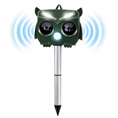 Solarny Odstraszacz Zwierząt Sowa Czujnik Ruchu Ultradźwięki Diody LED LEAN