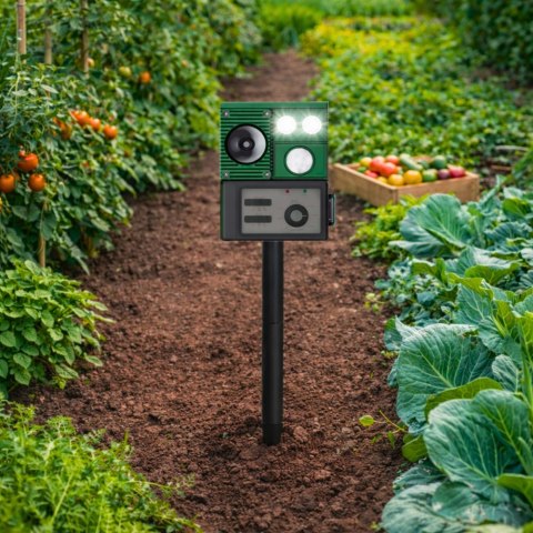 Solarny Odstraszacz Zwierząt Z Czujnikiem Ruchu Ultradźwięki Diody LED LEAN