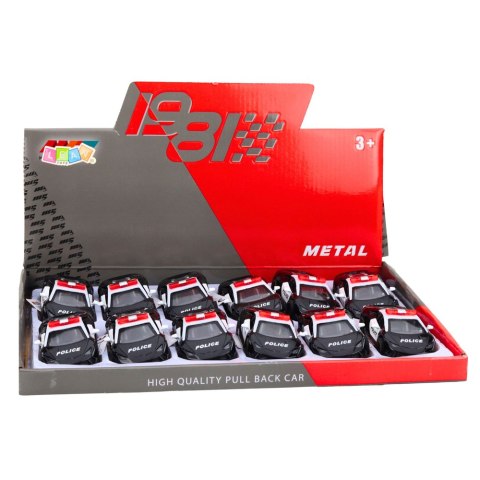 Autko Policyjne Sportowe Samochód Z Napędem Metalowy Pull-Back Czarny 1:43 LEAN TOYS