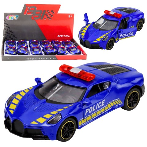 Autko Sportowe Policyjne Samochód Z Napędem Metalowy Niebieski 1:43 LEAN TOYS