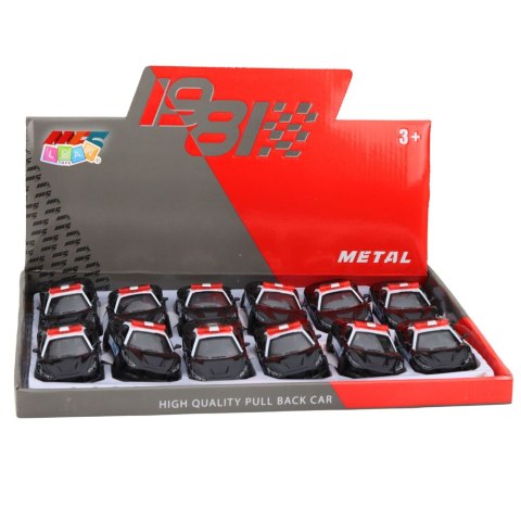 Autko Sportowe Policyjne Samochód Z Napędem Metalowy Pull-Back Czarny 1:43 LEAN TOYS