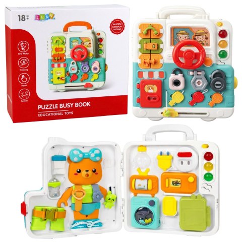 Interaktywna Książka Tablica Edukacyjna Manipulacyjna Światła Dźwięki 16el. LEAN Toys