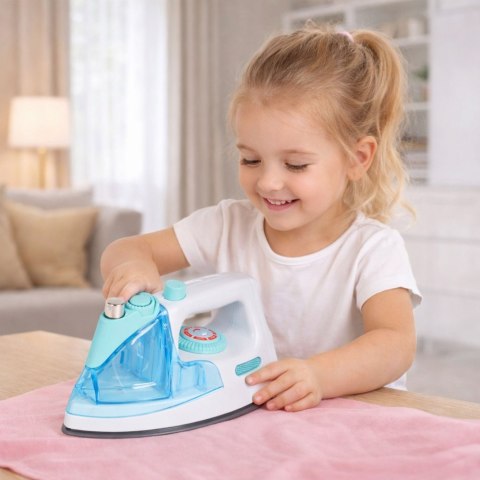 Żelazko Dla Dzieci Spryskiwacz na Wodę Spray Światło Dźwięk Niebieskie LEAN Toys