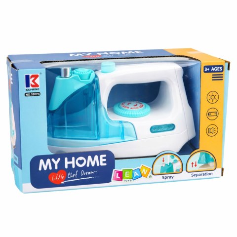 Żelazko Dla Dzieci Spryskiwacz na Wodę Spray Światło Dźwięk Niebieskie LEAN Toys