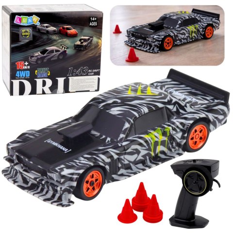 Auto Sportowe Do Driftu Zdalnie Sterowane RC Czarne Pachołki 15 km/h 1:43 LEAN Toys
