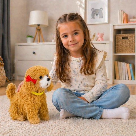 Interaktywny Pies Piesek Pudel Pluszowy Szczeka Rusza Ogonem LEAN Toys