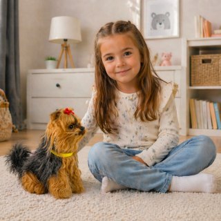 Interaktywny Pies Piesek Yorkshire terrier York Pluszowy Szczeka Rusza Ogonem LEAN Toys