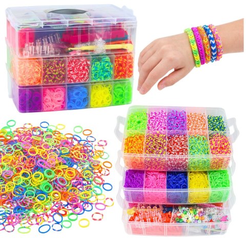 Duży Zestaw Kreatywny Gumki Do Robienia Bransoletek DIY Kuferek 15000 el. LEAN Toys